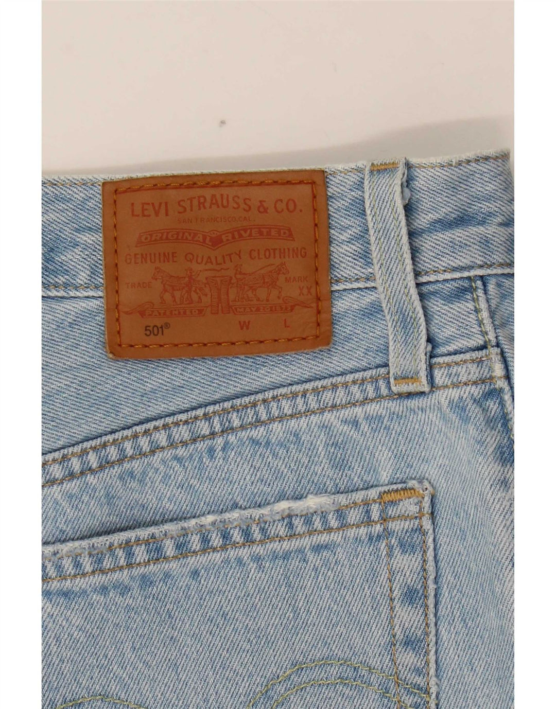 Levi's Womens 501 Distressed Denim Shorts W26 Små blå bomuld