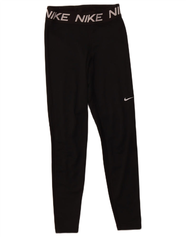 NIKE Dri Fit grafiske leggings til kvinder UK 8 Lille sort polyester