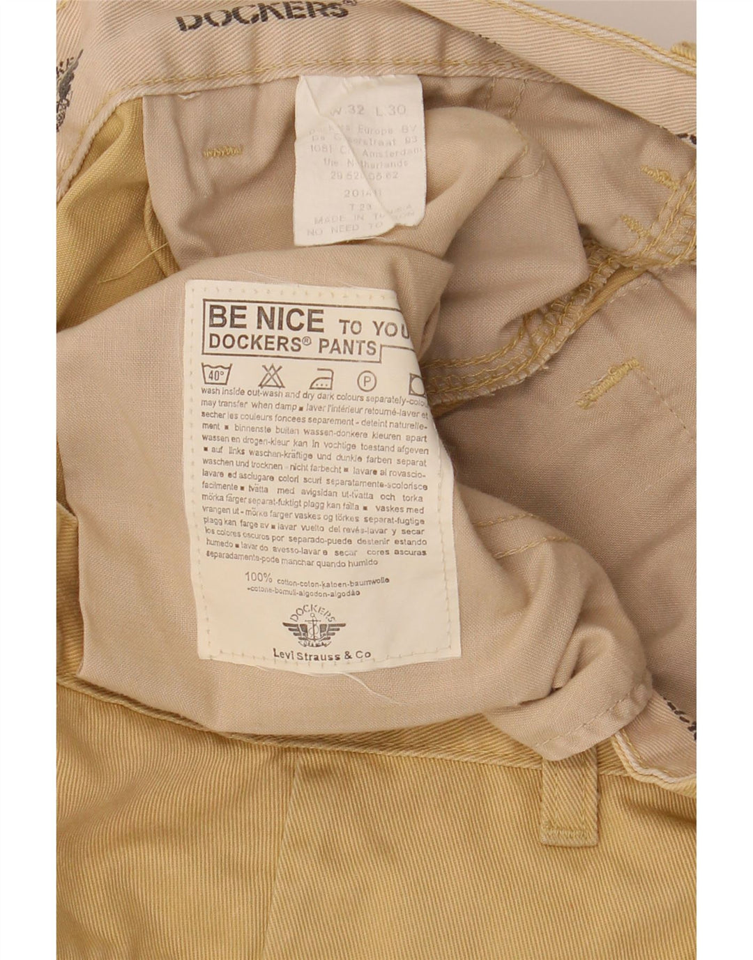 DOCKERS Herre Pegged Chino Bukser W32 L30 Beige Bomuld