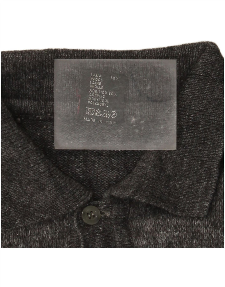 Rinaldi Herre Polo Neck Jumper Sweater Medium Grey Argyle/Diamond Wool