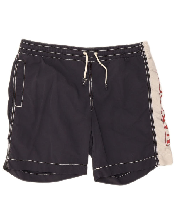 Napapijri Herre grafiske svømmeshorts Medium Navy Blue Colourblock Nylon