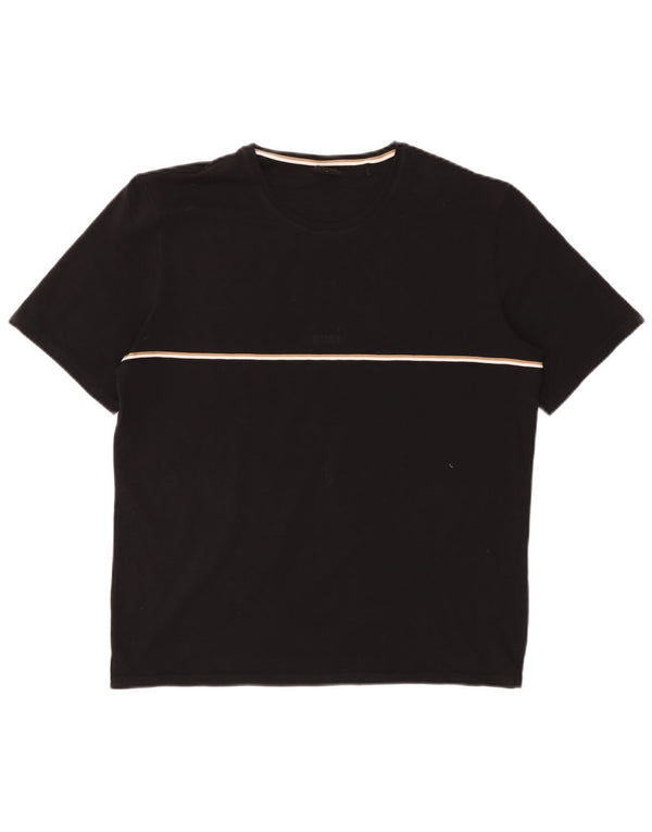 Hugo Boss Herre T-Shirt Top Medium Sort Bomuld