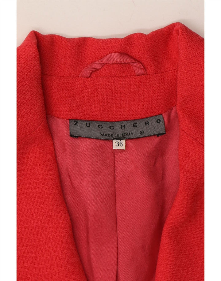 VINTAGE Womens Oversized Crop 1 Button Blazer Jacket EU 36 Small Red Wool Vintage Vintage and Second-Hand Vintage from Messina Hembry 
