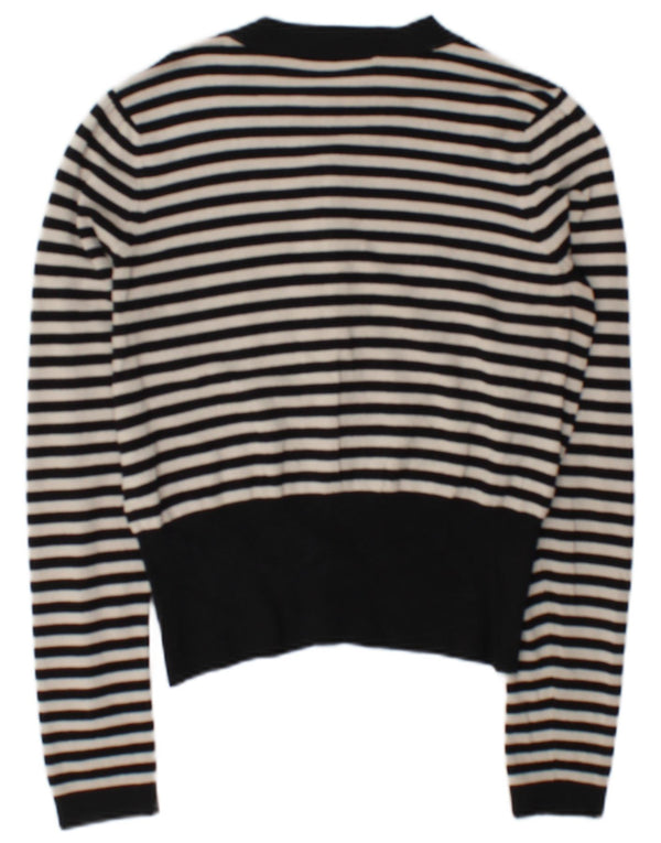 Coast Dame Cardigan Sweater UK 12 Medium Sort Stribet Viscose