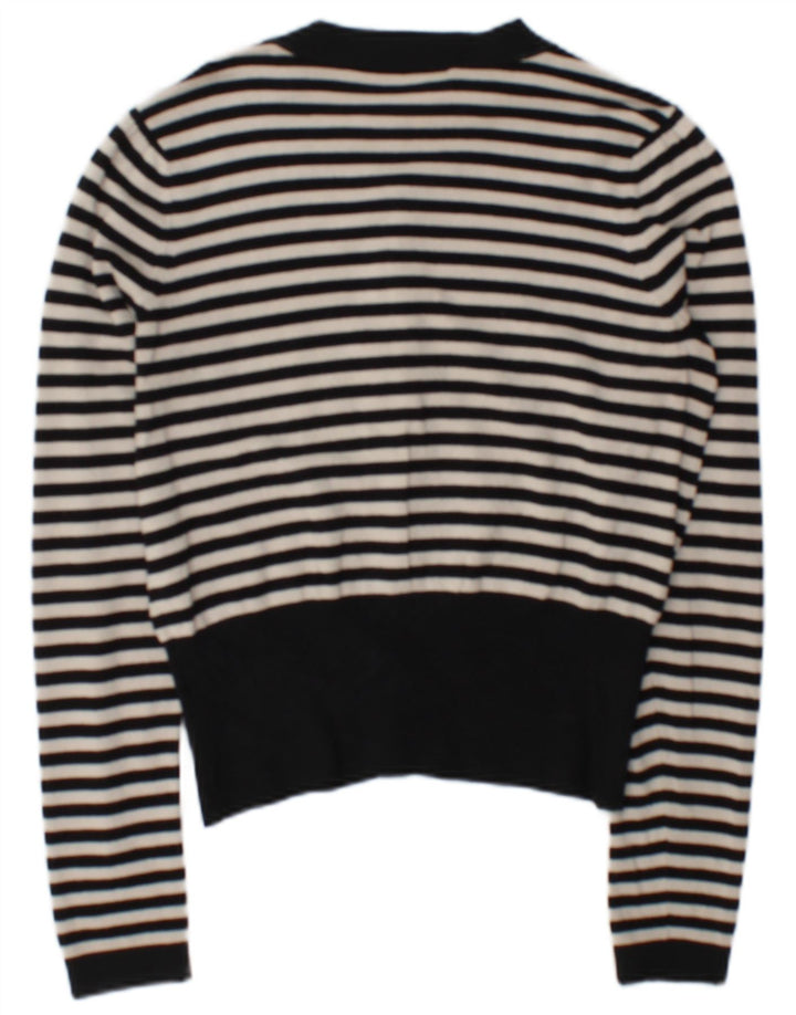 Coast Dame Cardigan Sweater UK 12 Medium Sort Stribet Viscose