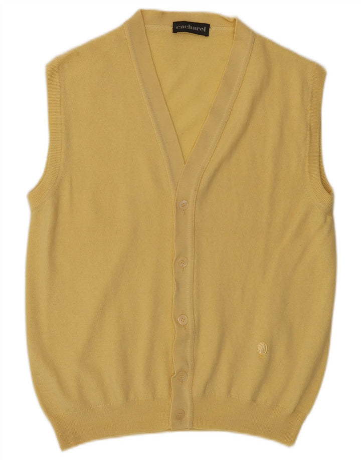 Cacharel Herre ærmeløs cardigan sweater IT 48 Medium Gul