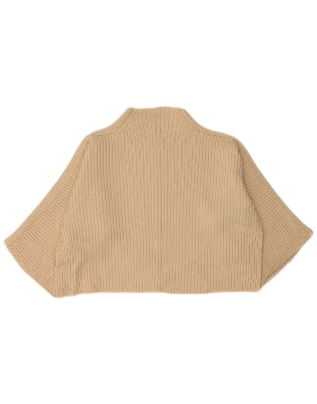 Jaeger Womens Oversized Crop Turtle Neck Jumper Sweater UK 14 Medium Beige