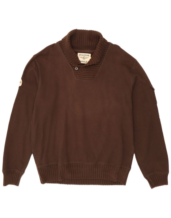 Aviazione Navale Herre Shawl Neck Jumper Sweater 3XL Brun Bomuld