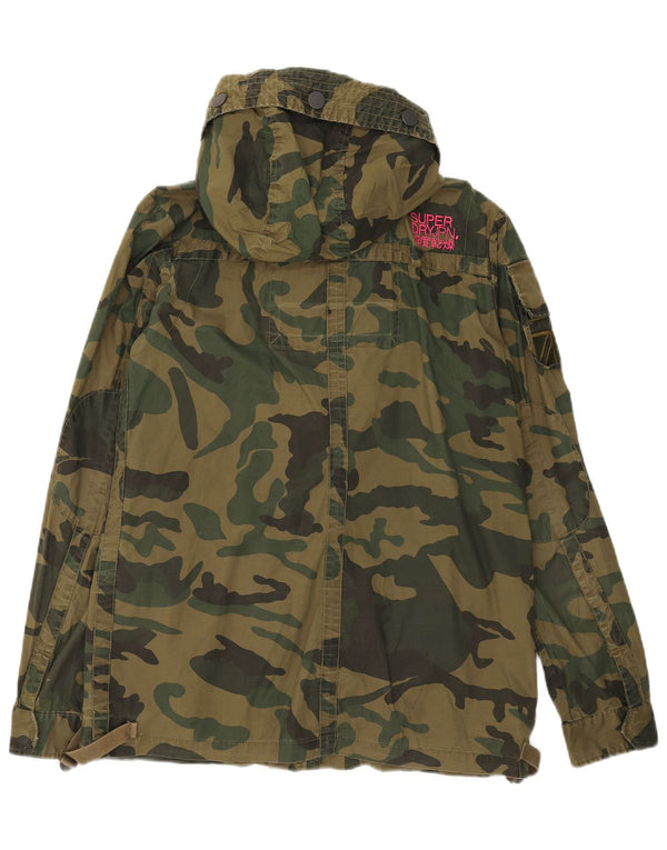 Superdry hættejakke til kvinder UK 16 Large Khaki Camouflage