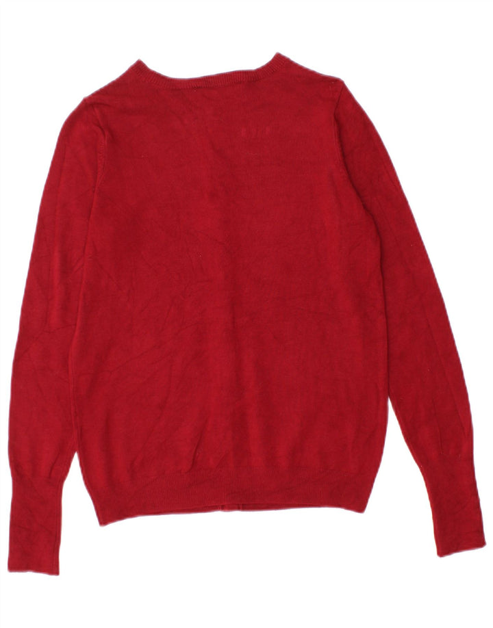 Zara Dame Cardigan Sweater UK 8 Lille rød viskose