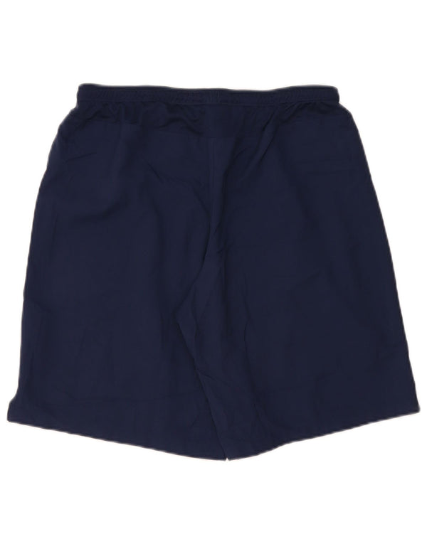 Nike Dame Dri Fit grafiske sportsshorts UK 14 Large Navy Blue Polyester