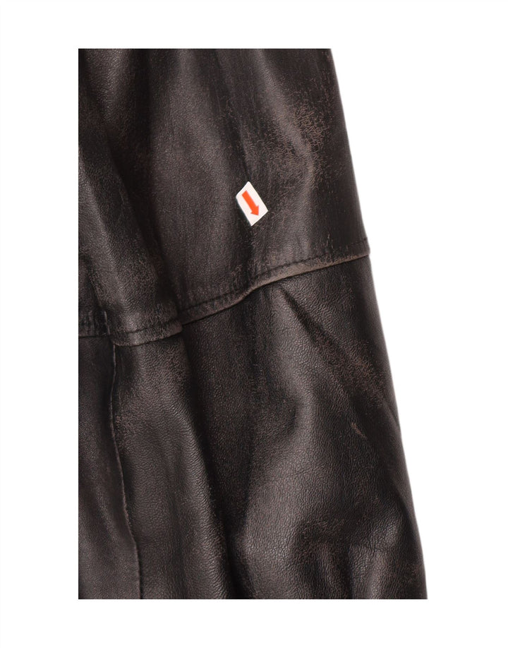 VINTAGE Mens Leather Coat IT 50 Large Black