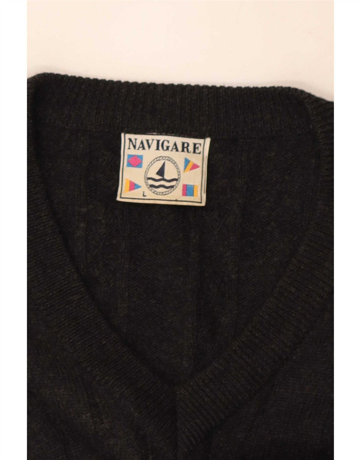 Navigare Herre V-hals sweater Stor grå uld