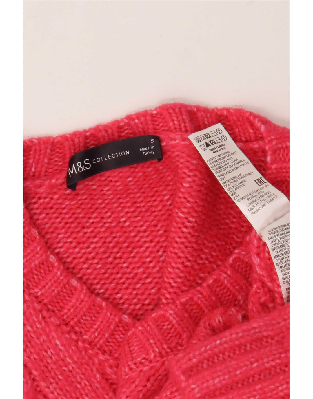 Marks & Spencer Dame Oversized V-hals sweater UK 10 Small Pink