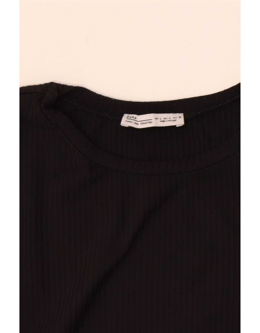 Zara Womens Crop Top Langærmet UK 14 Large Black