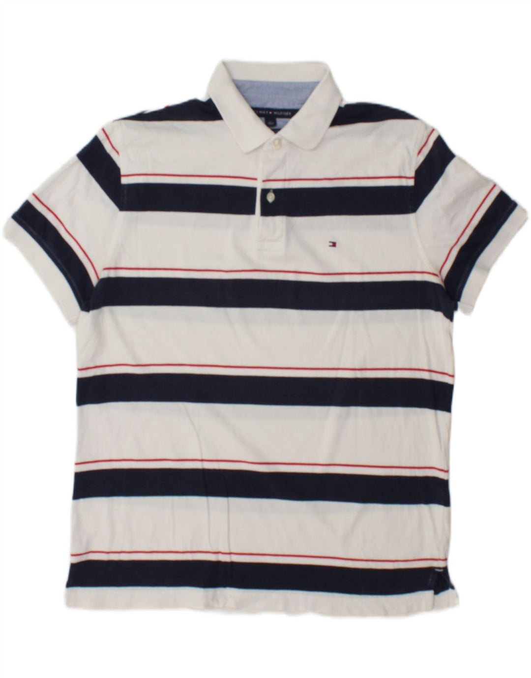 Tommy Hilfiger Herre Custom Fit Polo Shirt Stor hvid stribet