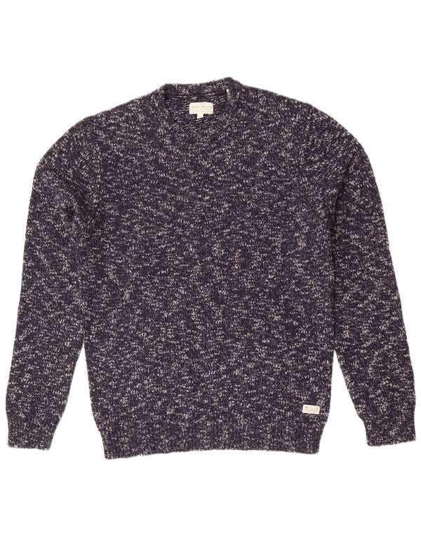 Jack Wills Herre Crew Neck Jumper Sweater Large Navy Blue Flecked Lammeuld