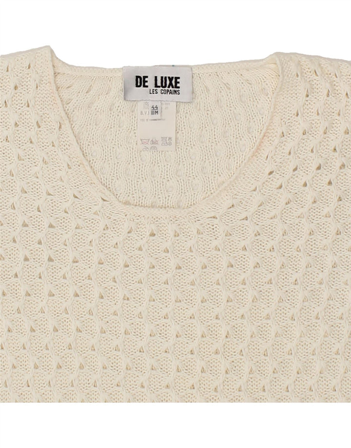 LES COPAINS Womens Boat Neck Jumper Sweater IT 44 Medium Off White Cotton Vintage Les Copains and Second-Hand Les Copains from Messina Hembry 