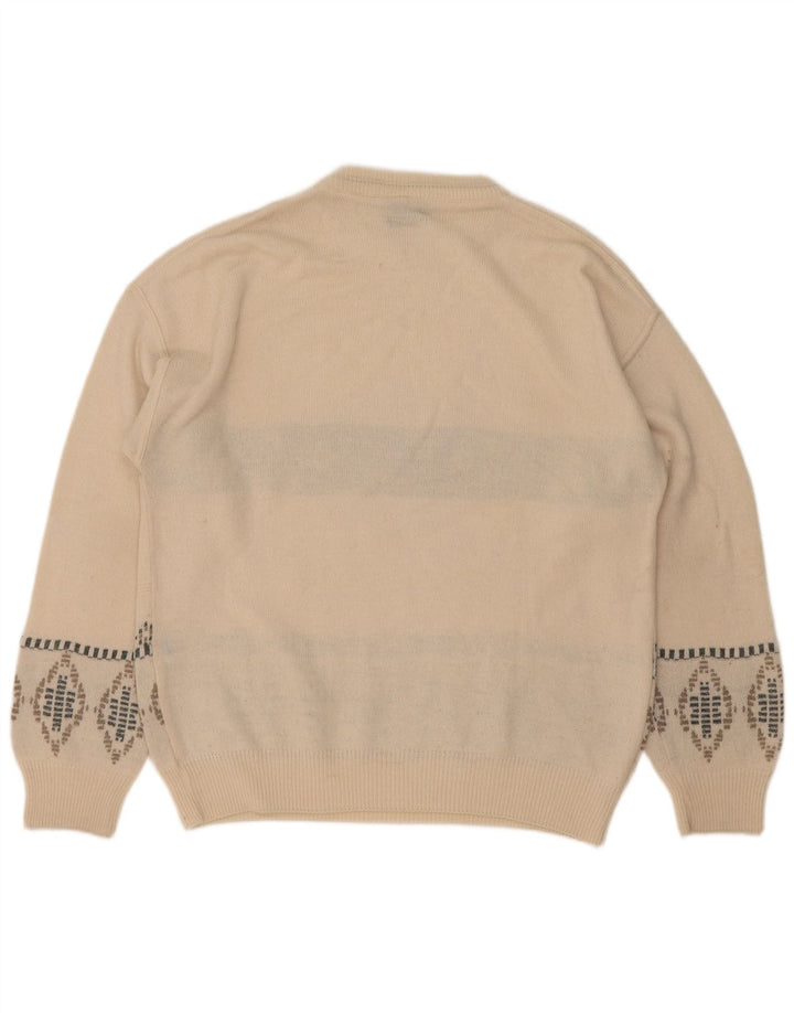 Bibo Herre Crew Neck Jumper Sweater Large White Fair Isle