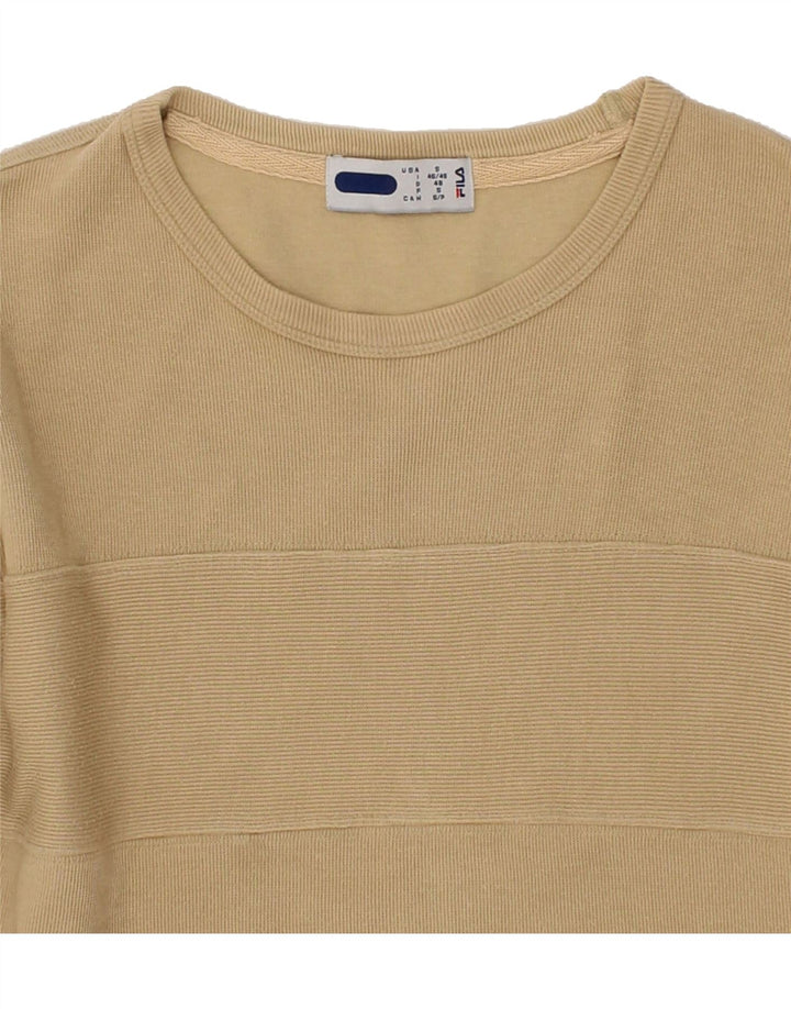 FILA Mens Top Long Sleeve Small Beige Cotton Vintage Fila and Second-Hand Fila from Messina Hembry 