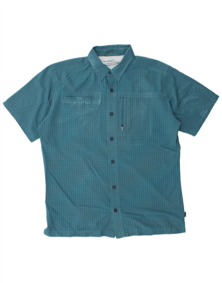 EDDIE BAUER Kortærmet Herreskjorte Medium Blue Gingham Polyester