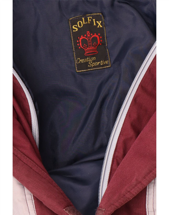 VINTAGE Mens Windbreaker Jacket UK 40 Large Maroon Colourblock Polyester