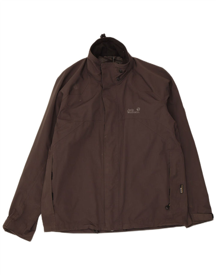 Jack Wolfskin Regnjakke til mænd UK 40/42 Stor grå polyamid