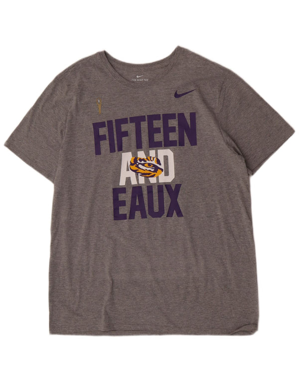 Nike Herre LSU Tigers Football Grafisk T-Shirt Top XL Grå Bomuld