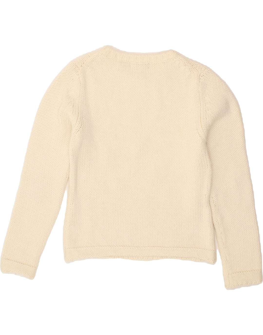 VINTAGE Womens Boat Neck Jumper Sweater UK 14 Large White Wool Vintage Vintage and Second-Hand Vintage from Messina Hembry 