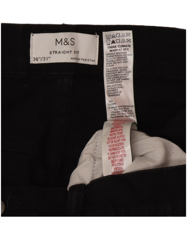 Marks & Spencer Straight Jeans til mænd W36 L31 Sort bomuld