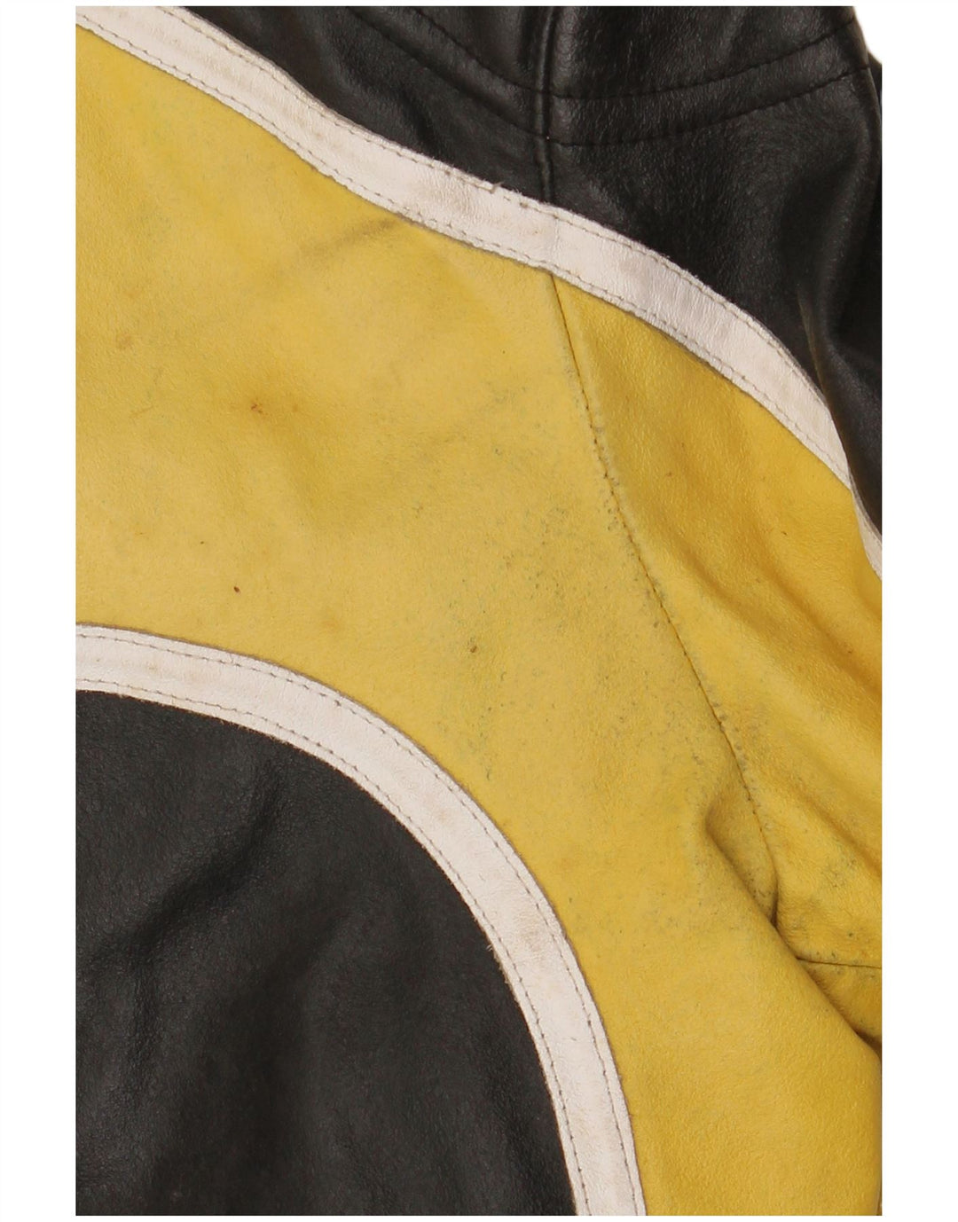 VINTAGE Herre Læder Racer Jakke IT 48 Medium Sort Colourblock Læder