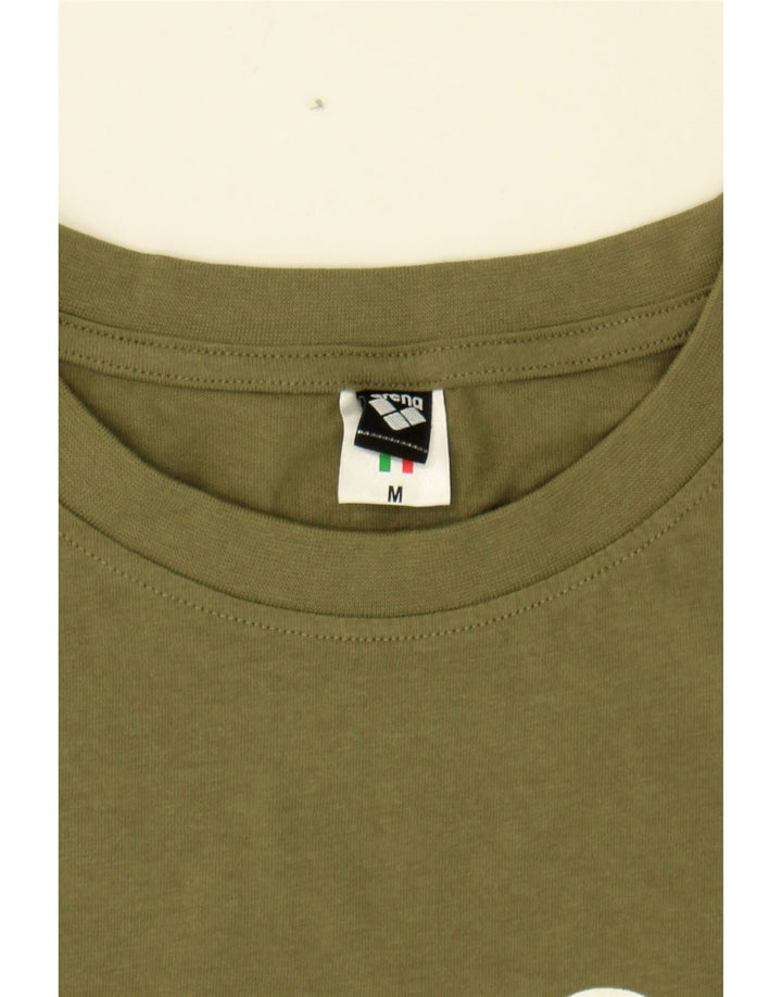 ARENA Mens Graphic T-Shirt Top Medium Green Cotton Vintage Arena and Second-Hand Arena from Messina Hembry 