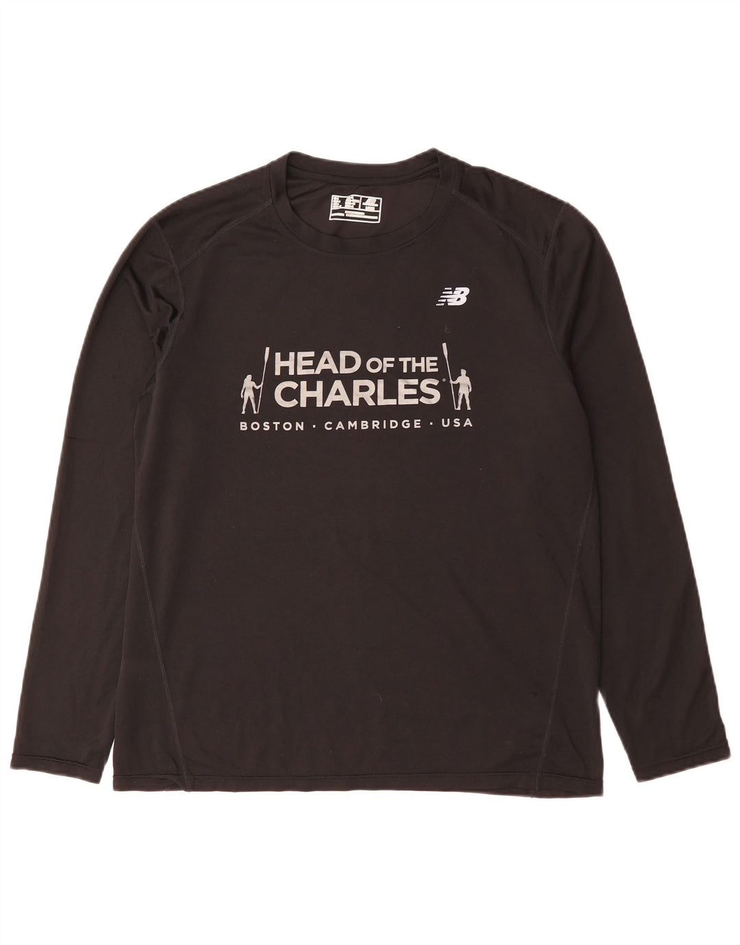New Balance Herre Boston Grafisk Top Langærmet Stor Sort