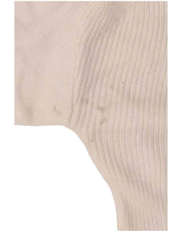 Zara Womens Crop V-hals sweater UK 12 Medium White Viscose