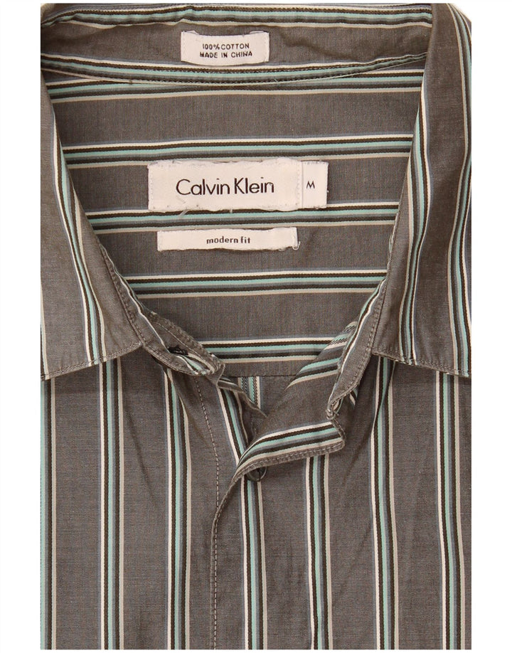 Calvin Klein Herre Modern Fit skjorte mellemgrå stribet bomuld