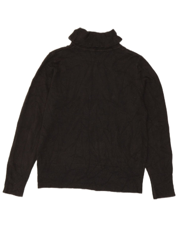Marks & Spencer Dame Roll Neck Jumper Sweater UK 14 Medium Sort Akryl