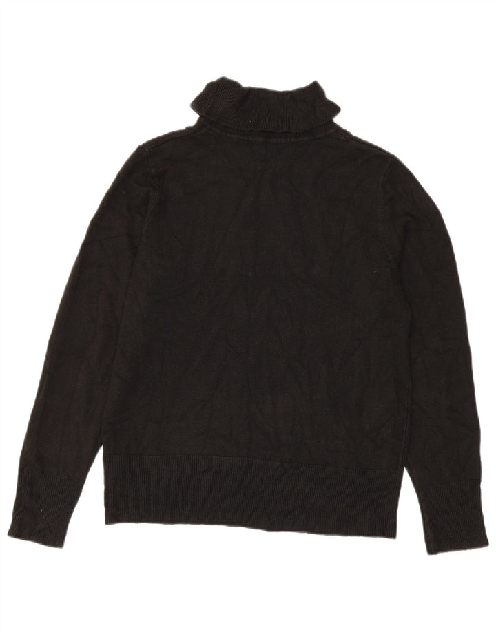Marks & Spencer Dame Roll Neck Jumper Sweater UK 14 Medium Sort Akryl