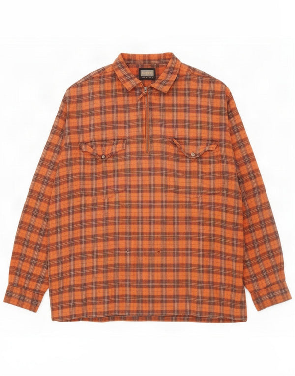 Picdor Herre Pullover Flanelskjorte XL Orange Ternet Bomuld