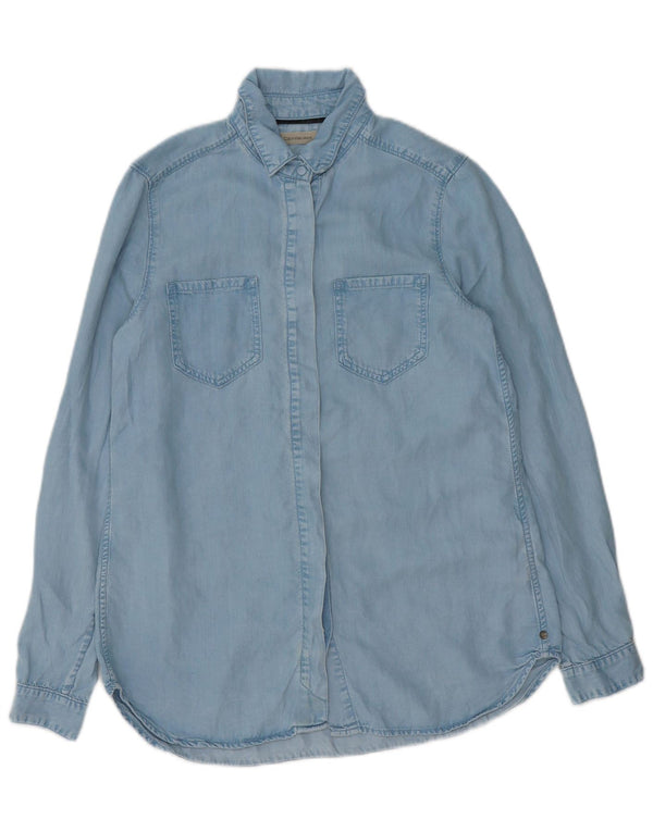 Calvin Klein Jeans Dame Denim Skjorte UK 6 XS Blå Lyocell