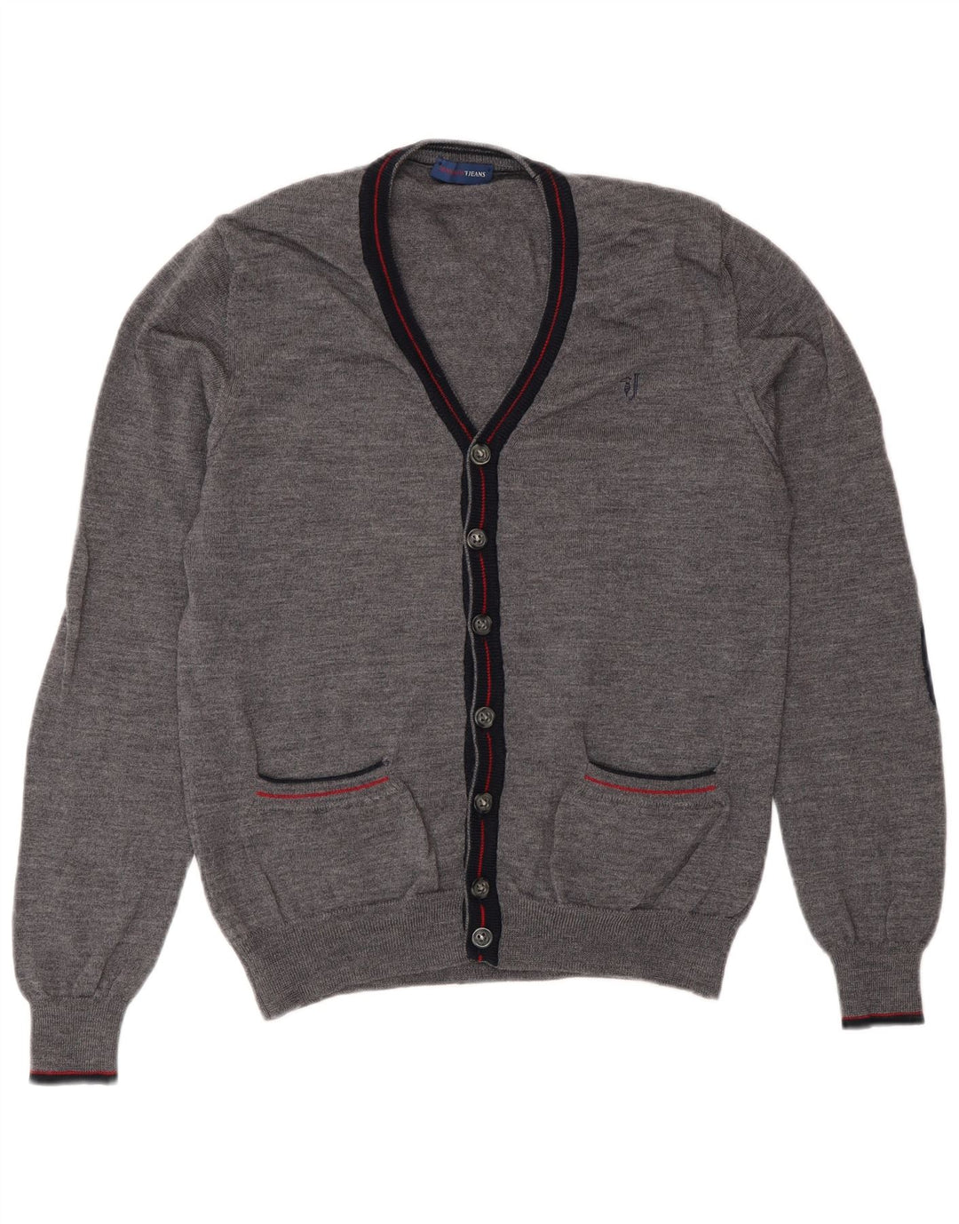 Trussardi Jeans Dame Cardigan Sweater UK 14 Medium Grey