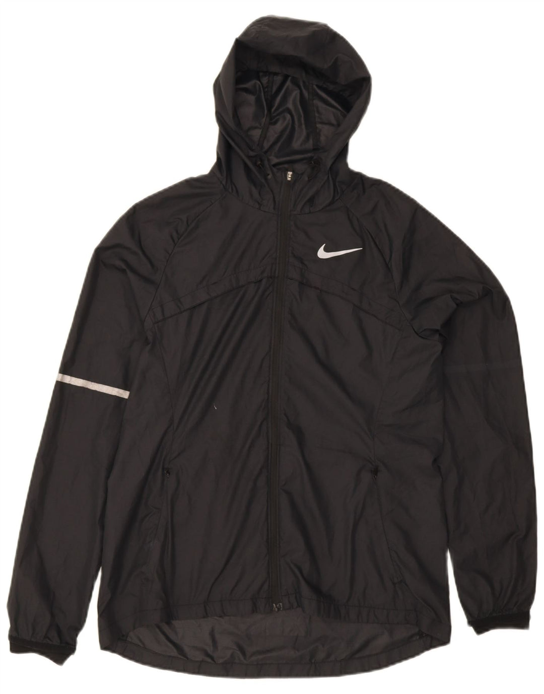 Nike Regnjakke med hætte til kvinder UK 14 Medium Black Polyester Sports