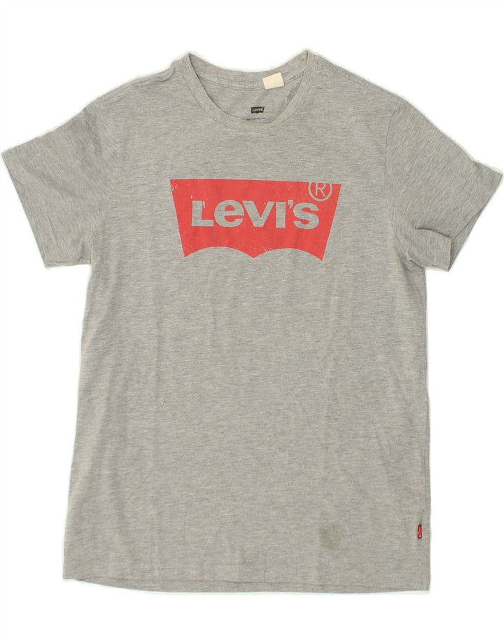 LEVI'S Womens Graphic T-Shirt Top UK 14 Large Grey Cotton | Vintage Levi's | Thrift | Second-Hand Levi's | Used Clothing | Messina Hembry 