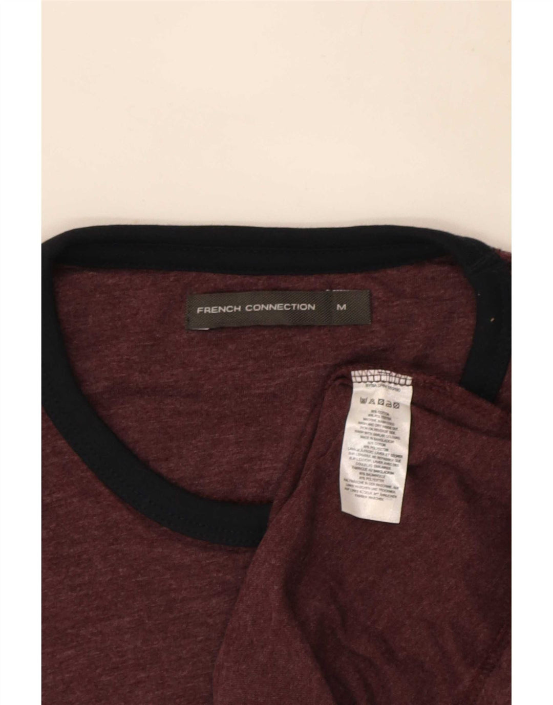 French Connection Herre T-Shirt Top Medium Bourgogne Bomuld
