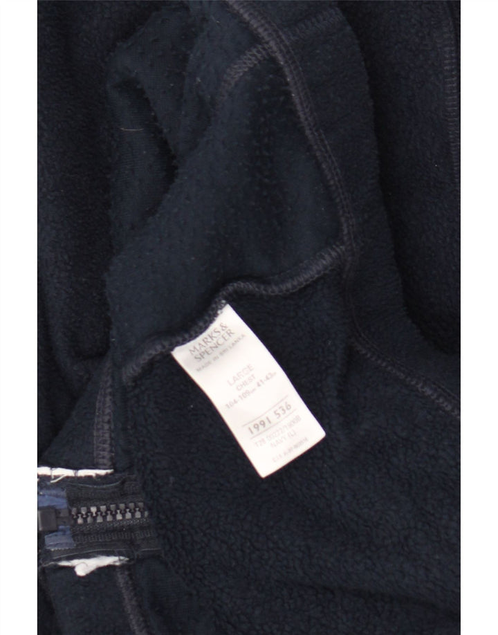 Marks & Spencer Fleecejakke til mænd UK 40 Large Navy Blue Polyester