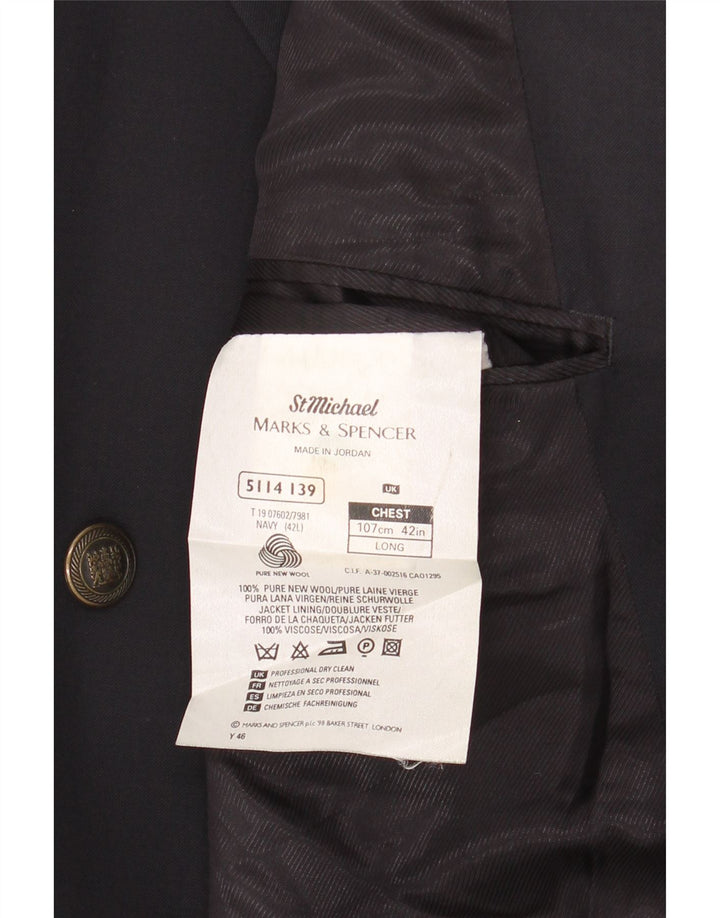 MARKS & SPENCER Herre dobbeltradet blazerjakke UK 42 Large Navy Blue