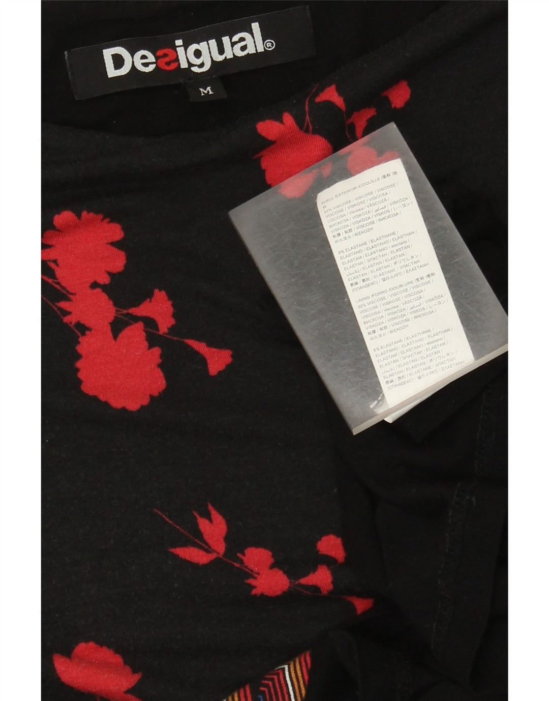 Desigual Dame Top Langærmet UK 12 Medium Black Floral Viscose