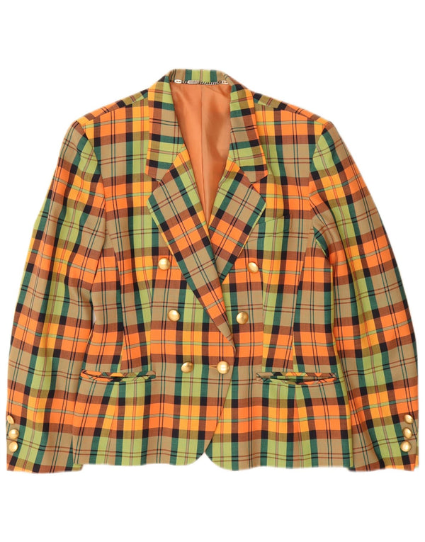 HMC Womens Double Breasted Blazer Jacket UK 12 Medium Multicoloured Check