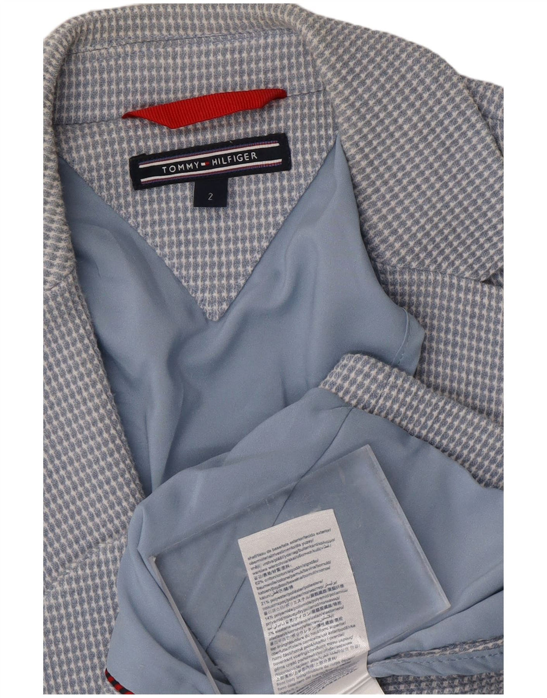 TOMMY HILFIGER Dame 2-knaps blazerjakke US 2 XS blå ternet bomuld