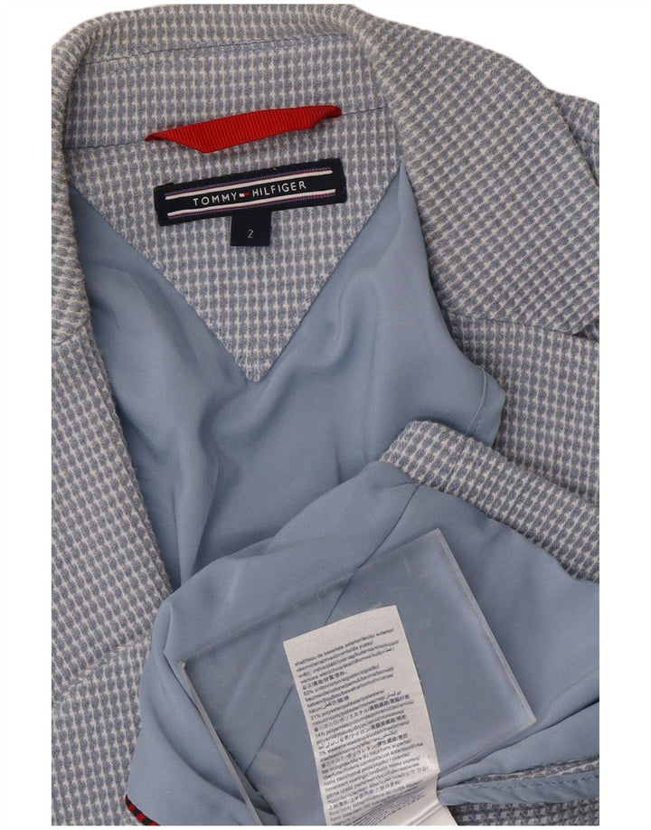 TOMMY HILFIGER Dame 2-knaps blazerjakke US 2 XS blå ternet bomuld