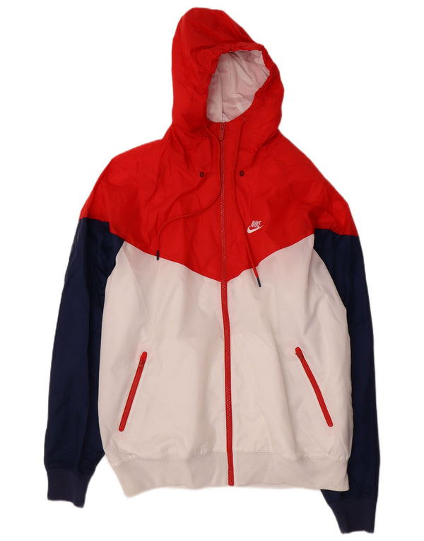 Nike Herre Hætte Loose Fit regnjakke UK 40 Large White Colourblock Nylon